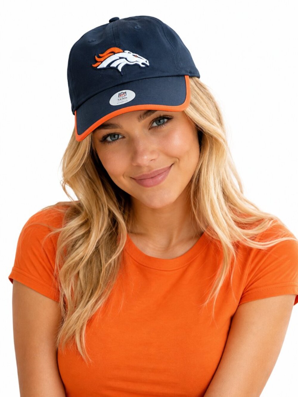 Denver Broncos Womens Hat Orange Trim Navy Blue Strapback Cap OSFA NFL New